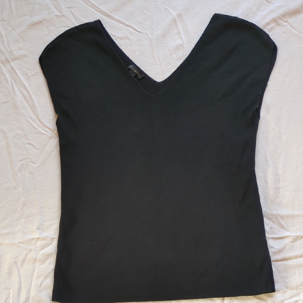 Talbots Black Cap-Sleeve Blouse